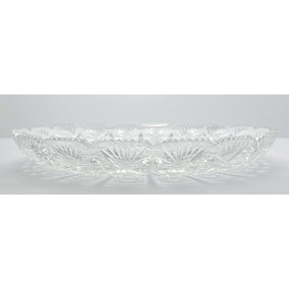 1960s Vintage American Brilliant Period ABP Cut Crystal Glass Tray Platter 11.5” - Picture 5 of 7